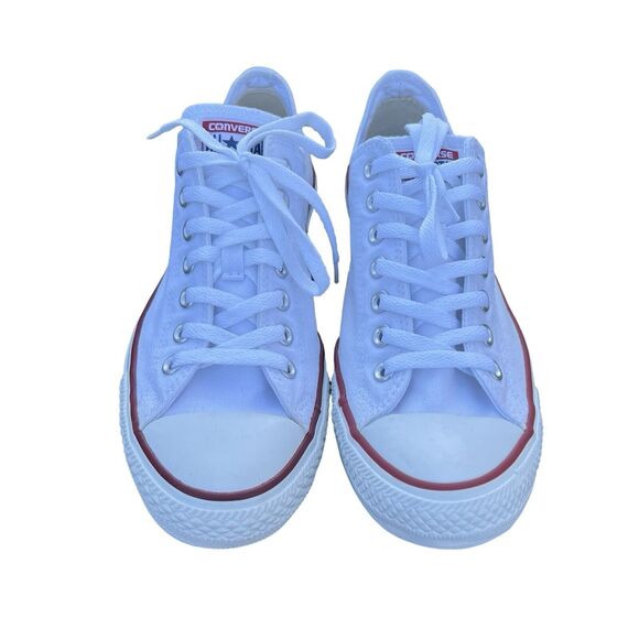 White Canvas Low Top CONVERSE All Star Tennis Shoes, Men's 9 / Women's 11 - Picture 6 of 10
